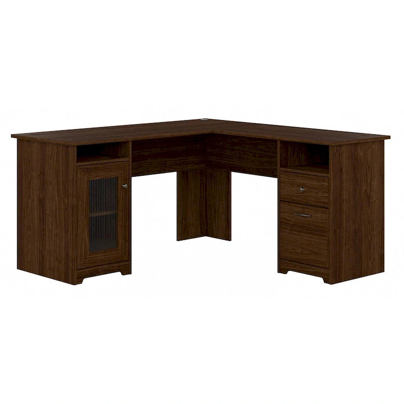 60W L-Shaped Computer Desk with Storage Cabinet and File Drawer