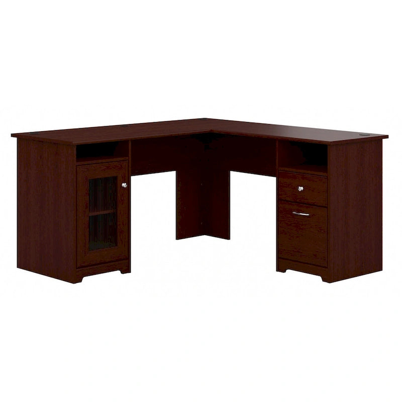 60W L-Shaped Computer Desk with Storage Cabinet and File Drawer