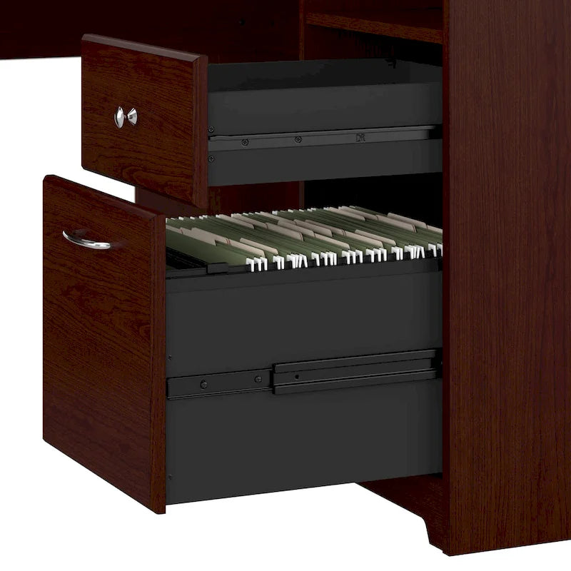 60W L-Shaped Computer Desk with Storage Cabinet and File Drawer