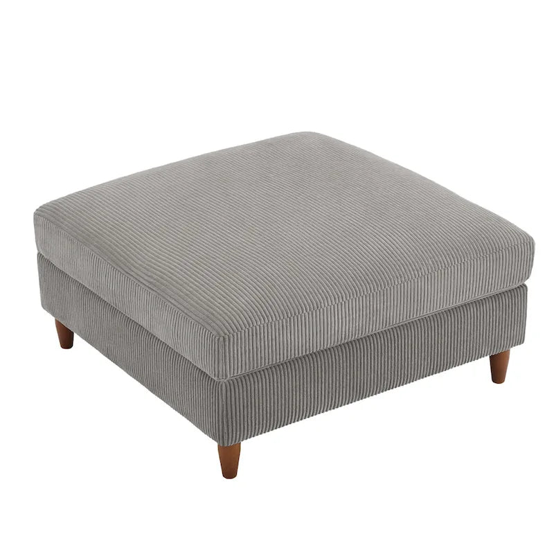 Oversized Square Corduroy Upholstered Ottoman with Solid Wood Legs, Multi-Color