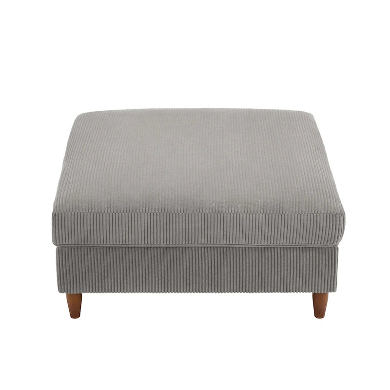 Oversized Square Corduroy Upholstered Ottoman with Solid Wood Legs, Multi-Color