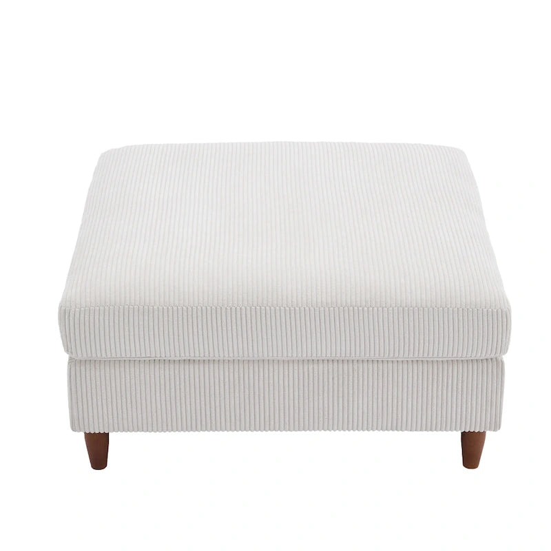 Oversized Square Corduroy Upholstered Ottoman with Solid Wood Legs, Multi-Color