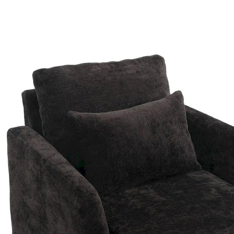 Poltrona d'accento imbottita con gambe in legno massello e cuscino lombare