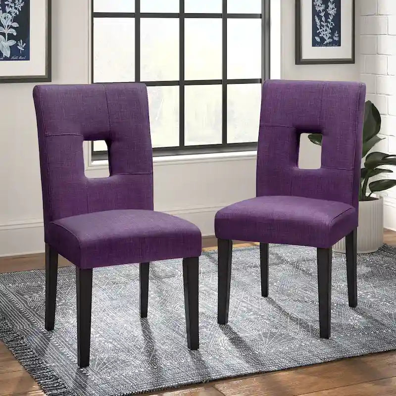 Keyhole Back Upholstered Dining Chair with Black Legs