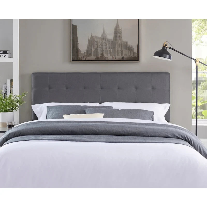 Tufted Upholstered Queen Headboard Height Adjustable Linen Fabric Multi-Color