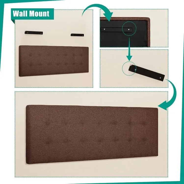 Tufted Upholstered Queen Headboard Height Adjustable Linen Fabric Multi-Color