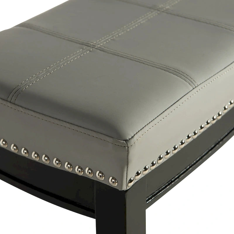 Backless Upholstered Bar Stool with Nailhead Trim and Wood Frame