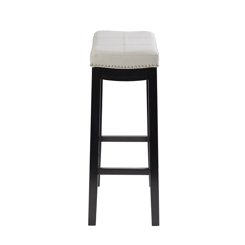 Backless Upholstered Bar Stool with Nailhead Trim and Wood Frame
