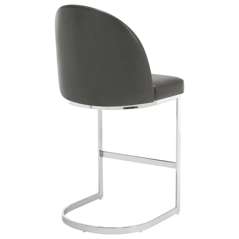 26" Counter Height Bar Stool PU Leather Padded Seat Chrome Metal Base