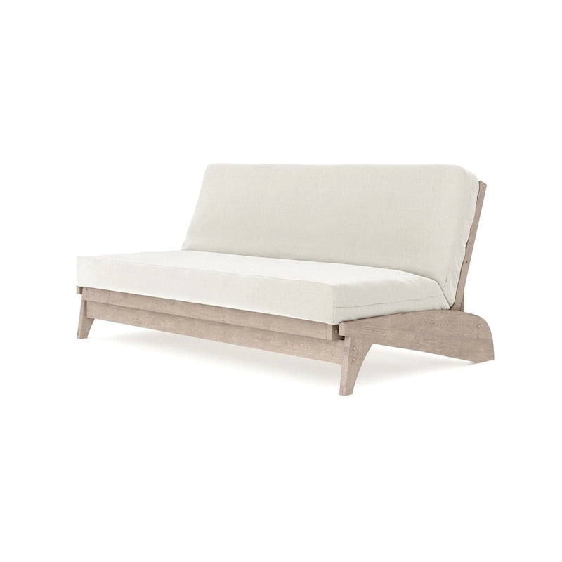 Full Size Wall Hugger Futon Frame Convertible Sofa Bed in Grey Warm Cherry Dark Cherry Black Walnut