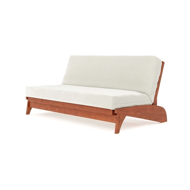Full Size Wall Hugger Futon Frame Convertible Sofa Bed in Grey Warm Cherry Dark Cherry Black Walnut