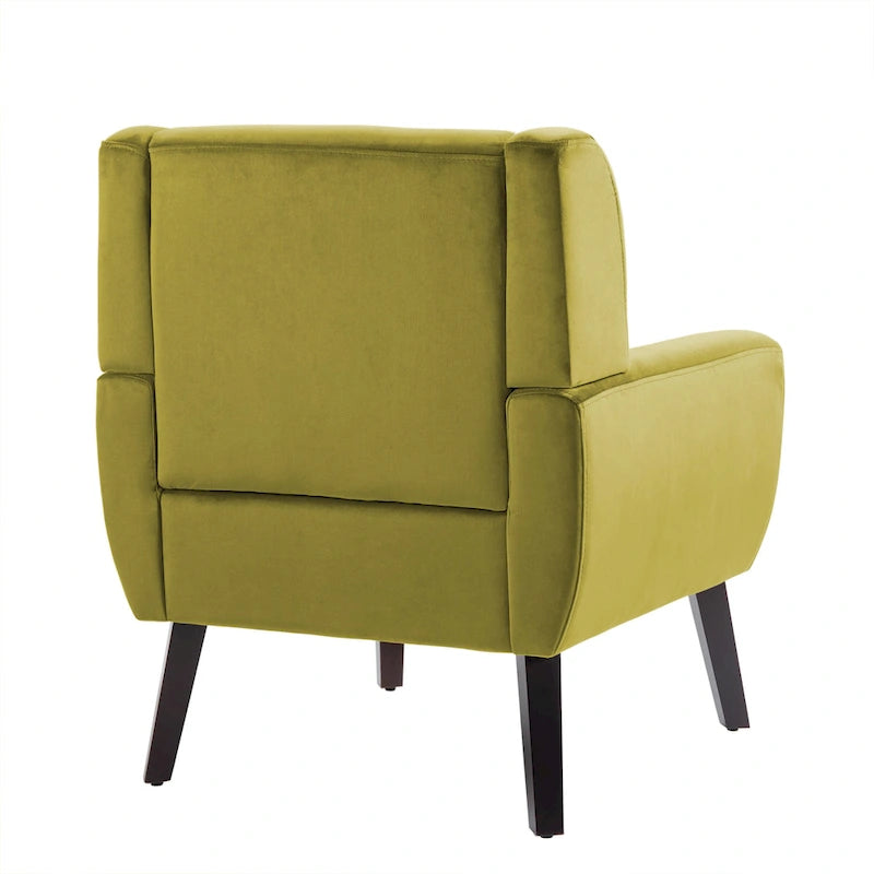 Velvet Accent Chair Tufted Wingback Armchair with Solid Wood Legs Multi-Color