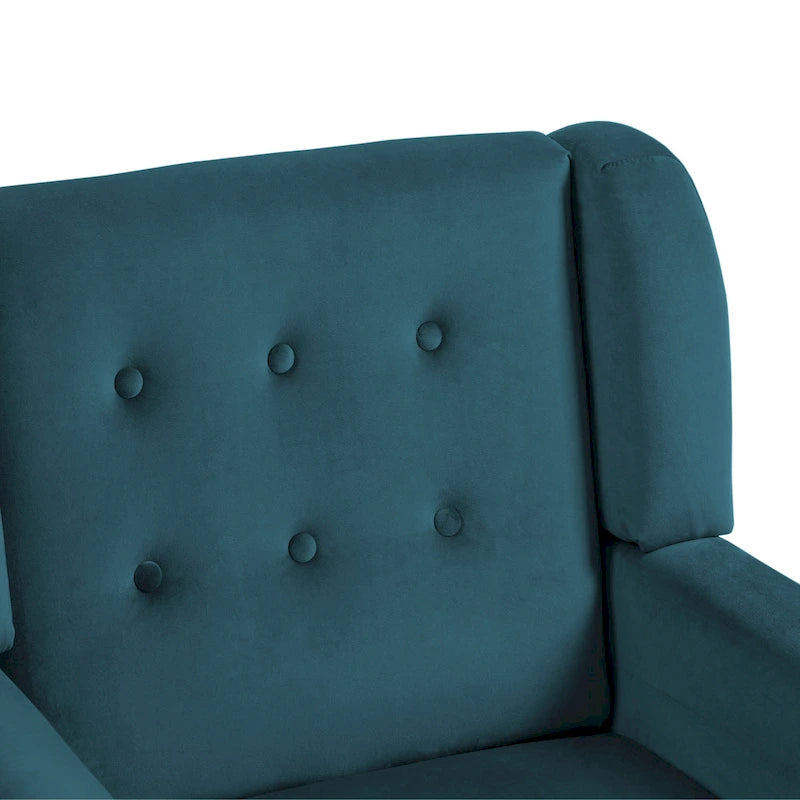 Velvet Accent Chair Tufted Wingback Armchair with Solid Wood Legs Multi-Color