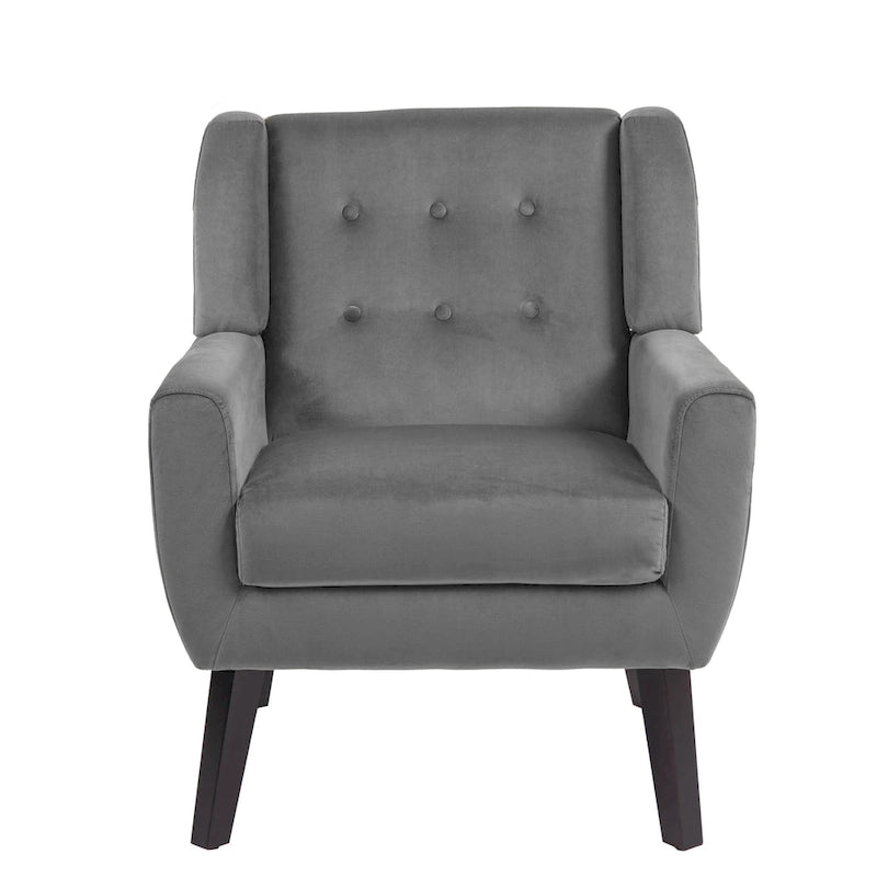 Velvet Accent Chair Tufted Wingback Armchair with Solid Wood Legs Multi-Color
