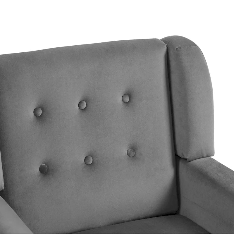 Velvet Accent Chair Tufted Wingback Armchair with Solid Wood Legs Multi-Color