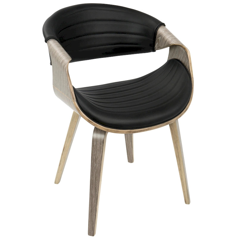 Mid-Century Modern Faux Leather Dining Armchair with Curved Bentwood Frame