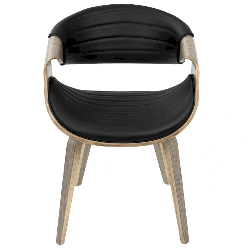 Mid-Century Modern Faux Leather Dining Armchair with Curved Bentwood Frame