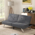 Modern Armless Loveseat Sofa Chair Couch Wood Living Room Dark Grey Linen