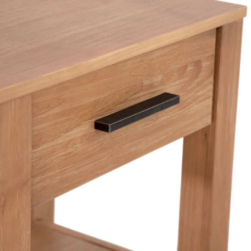 Solid Pine Wood Nightstand with Drawer and Open Shelf, Multiple Colors