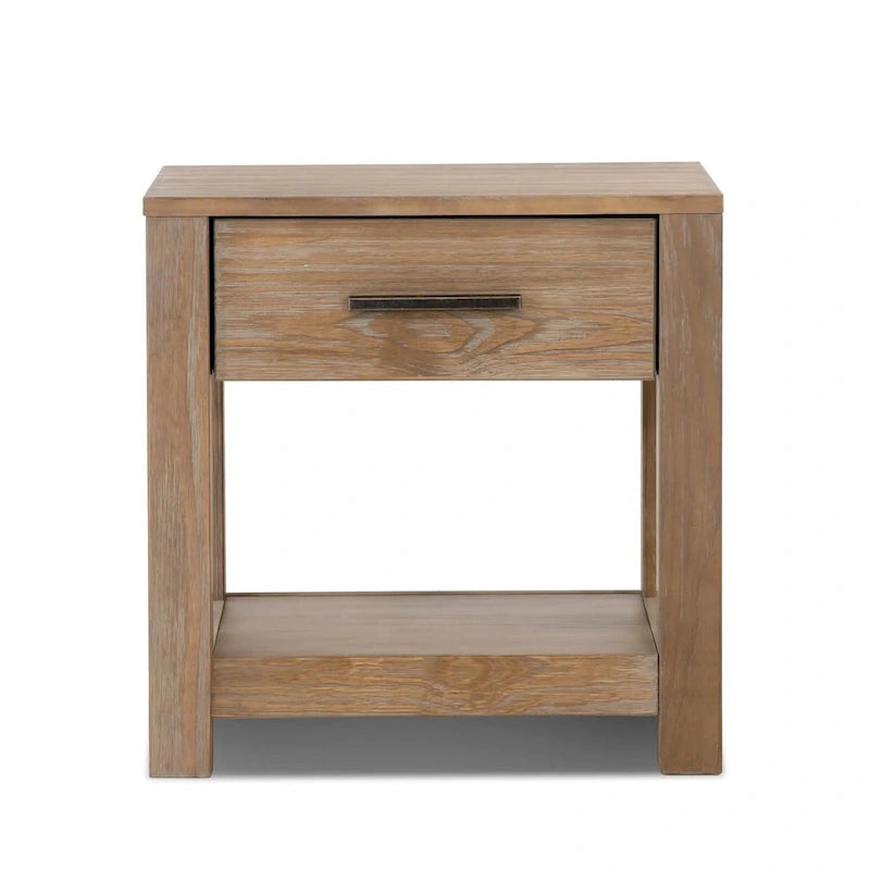 Solid Pine Wood Nightstand with Drawer and Open Shelf, Multiple Colors