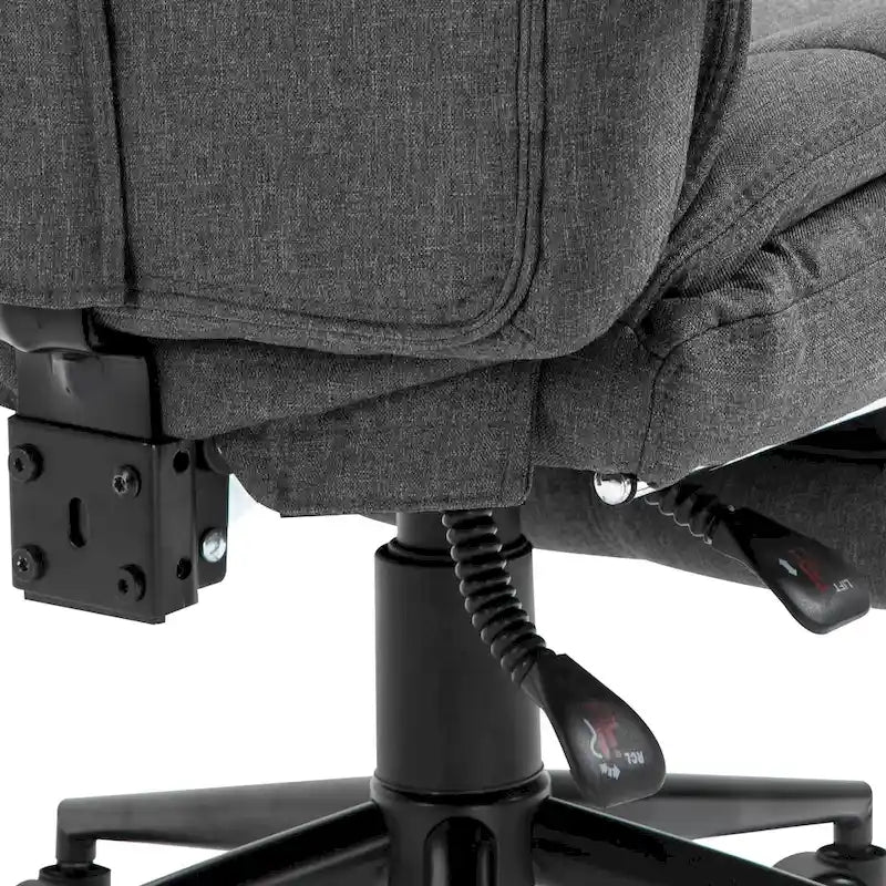 Ergonomische linnen bureaustoel voor leidinggevenden met uitschuifbare voetensteun, hoofdsteun en lendensteun, donkergrijs en grijs