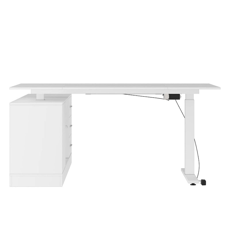 White Electric Height Adjustable Standing Desk with Dual Motor Lift, Home Office