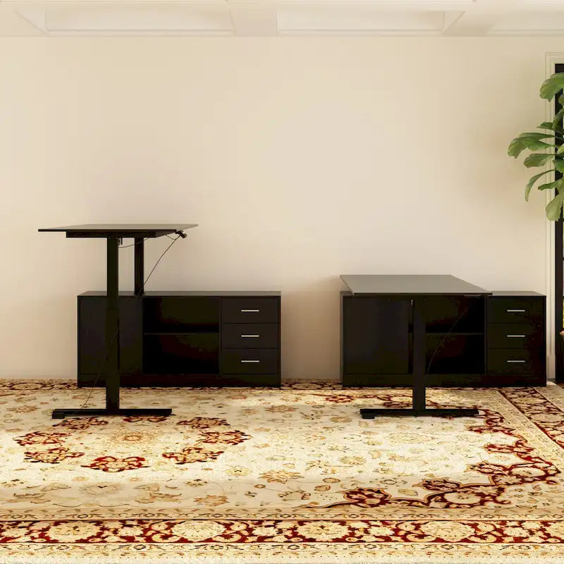 White Electric Height Adjustable Standing Desk with Dual Motor Lift, Home Office