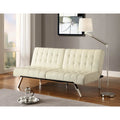 Splitback Multi-Position Futon Sofa Sleeper Vanilla Faux Leather Click Clack Convertible