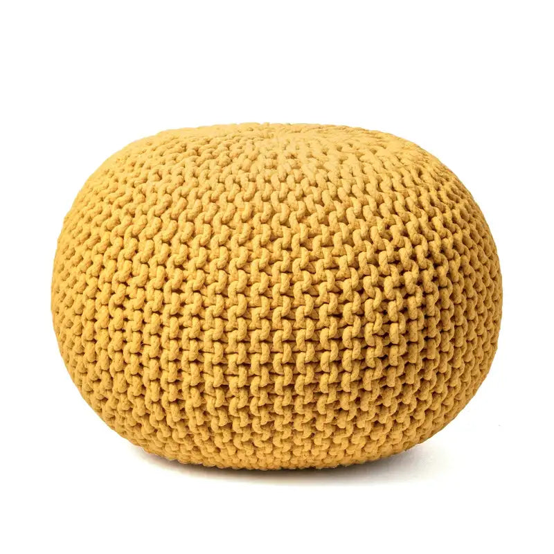 Round Knit Filled Ottoman Pouf in Multiple Colors