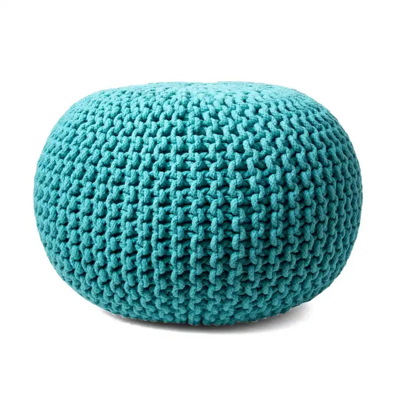 Runder gestrickter, gefüllter Ottoman-Pouf in verschiedenen Farben