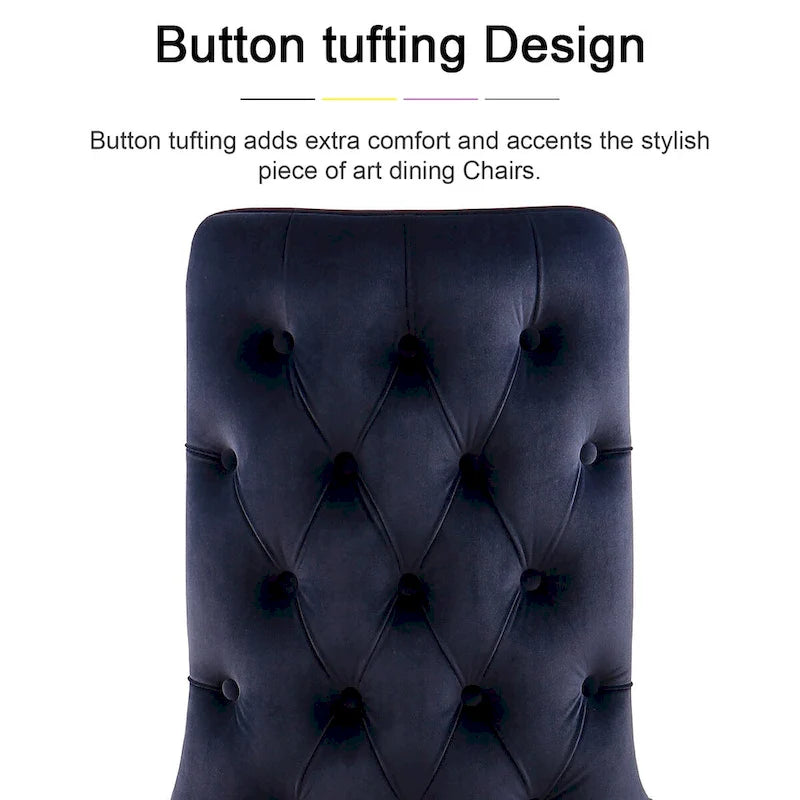 Black Tufted Velvet Dining Chair with Gold Metal Legs Upholstered