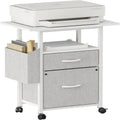 Mobile 2-Drawer File Cabinet with Printer Stand and Open Shelf, Industrial Style