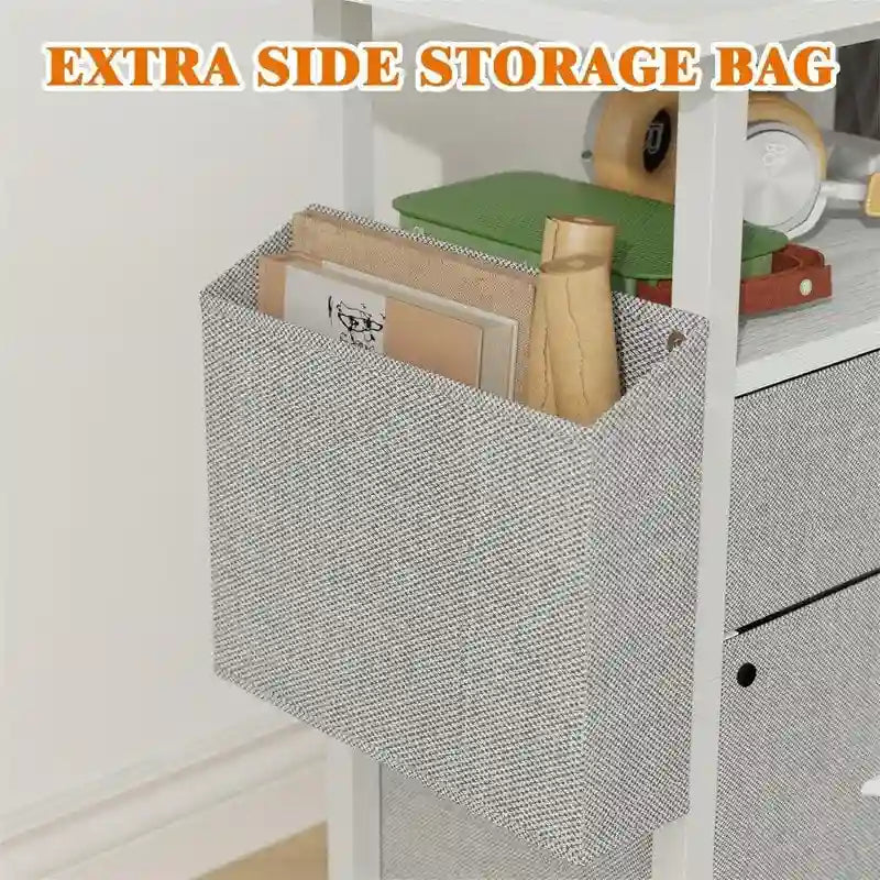 Mobile 2-Drawer File Cabinet with Printer Stand and Open Shelf, Industrial Style