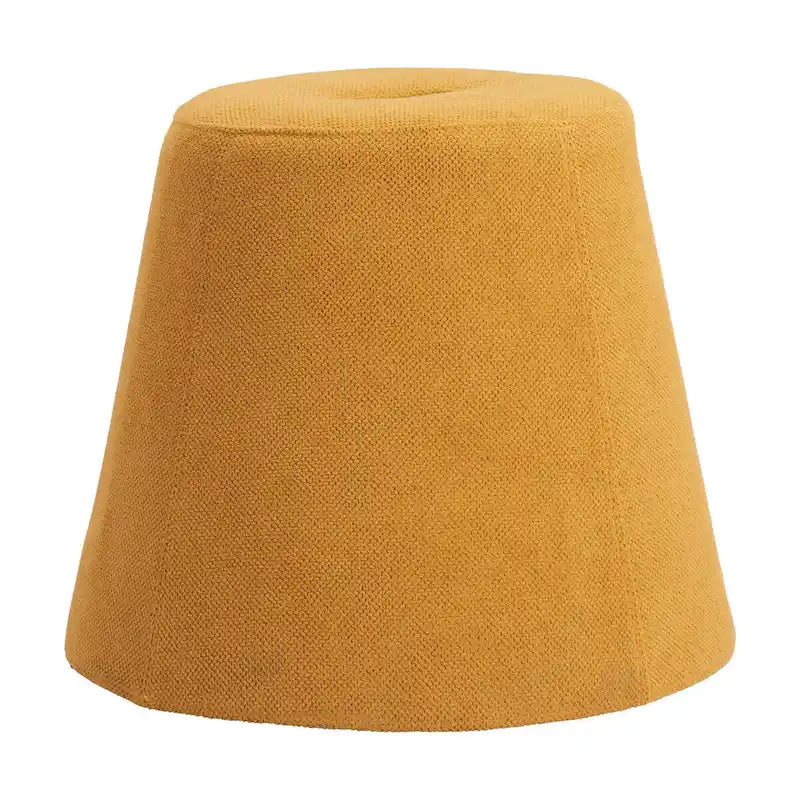 Yellow Upholstered Ottoman Footrest Accent Stool Solid Wood Base Fabric