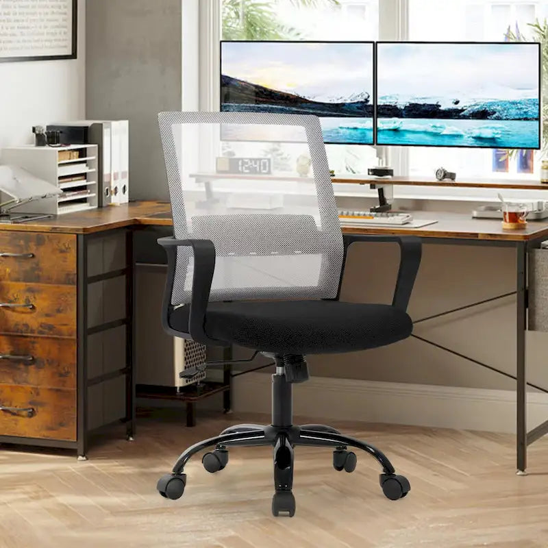 Fauteuil de bureau ergonomique en résille avec soutien lombaire, hauteur réglable, pivotant